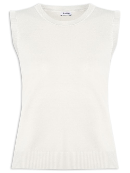 Regata Feminina Alongada em Tricot - Off White