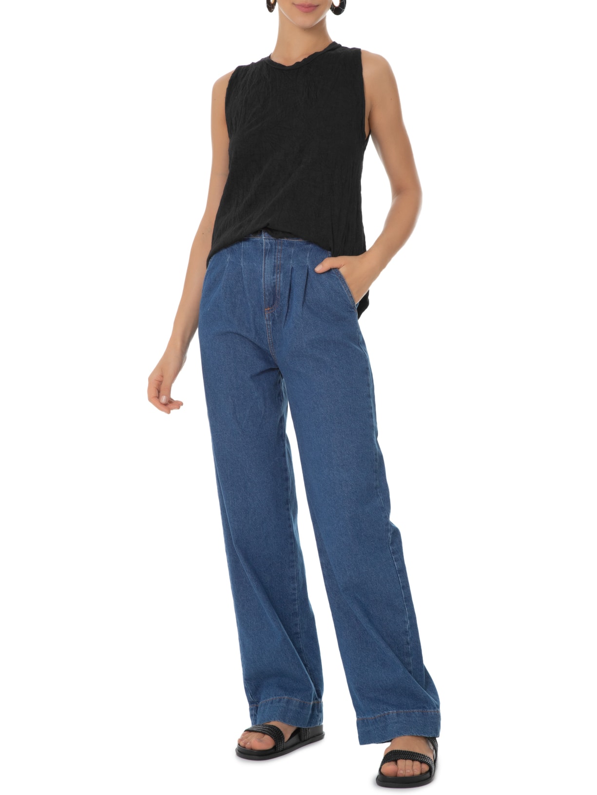 Regata Feminina Amassada Preto Osklen