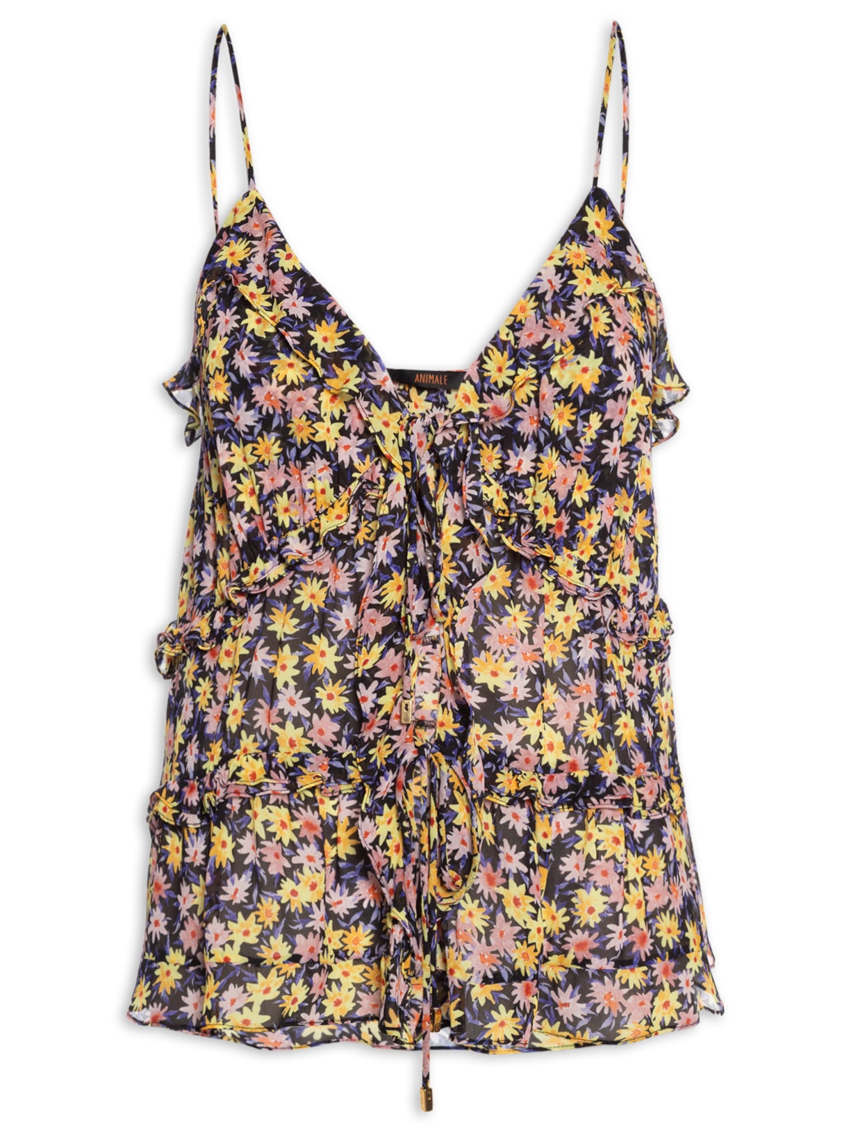 Regata Feminina Babados Amarração Liberty - Rosa