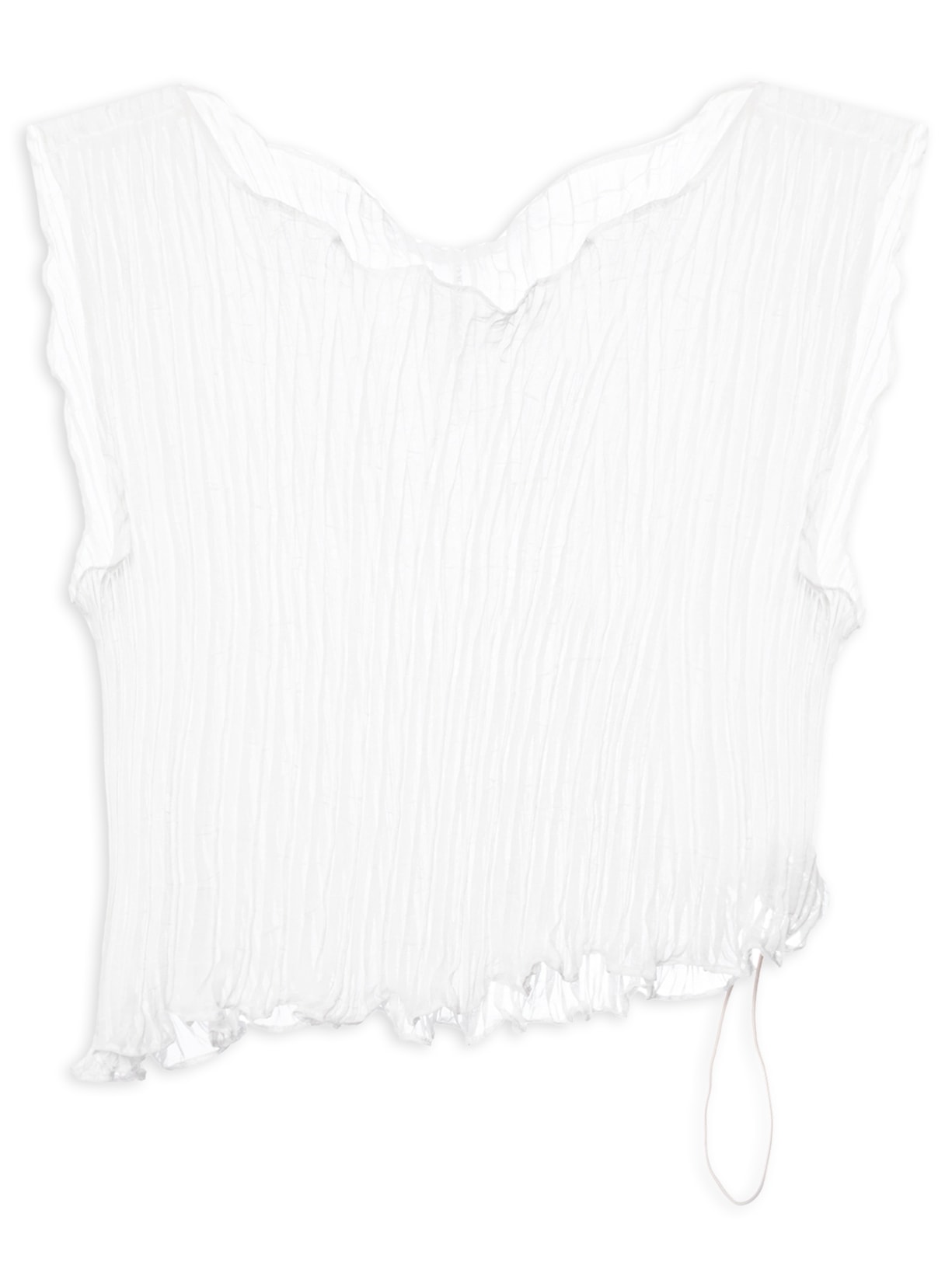 Regata Feminina Baby Tee Plissê - Branco