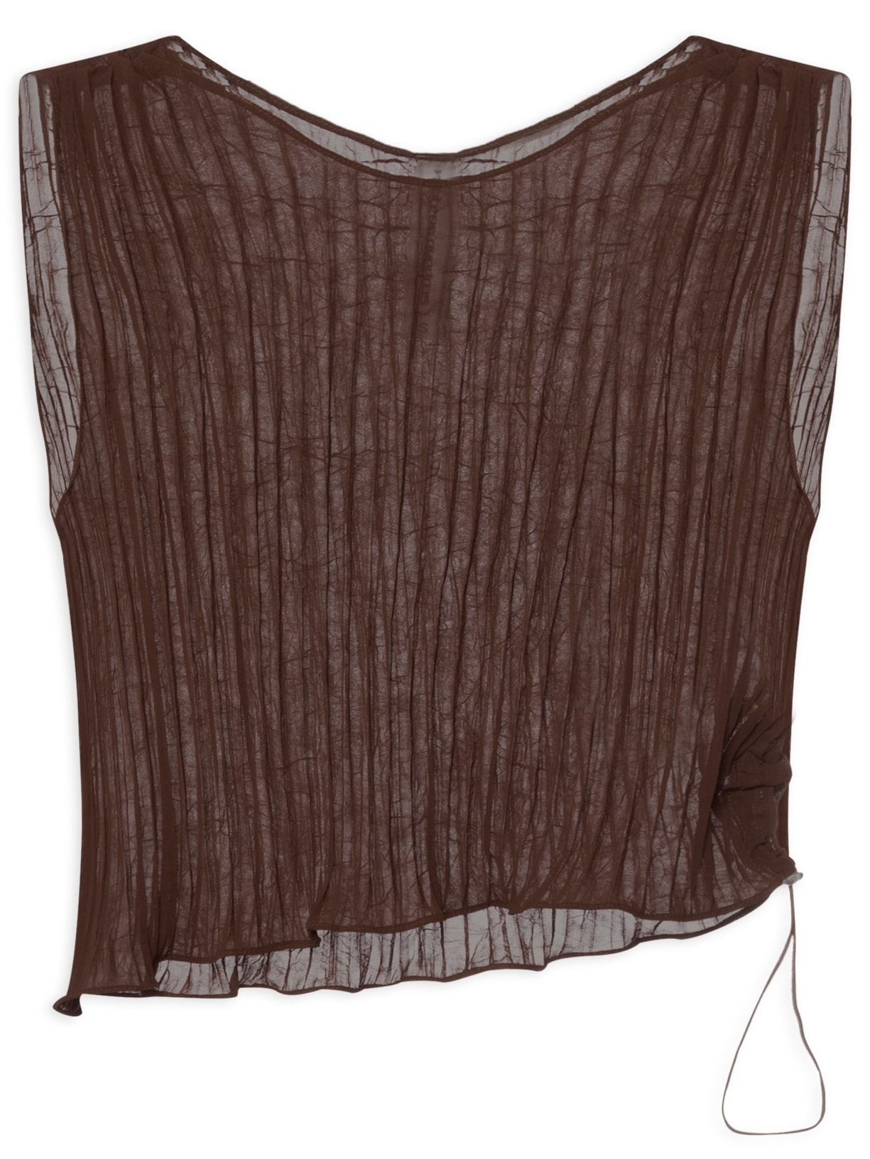 Regata Feminina Baby Tee Plissê - Marrom