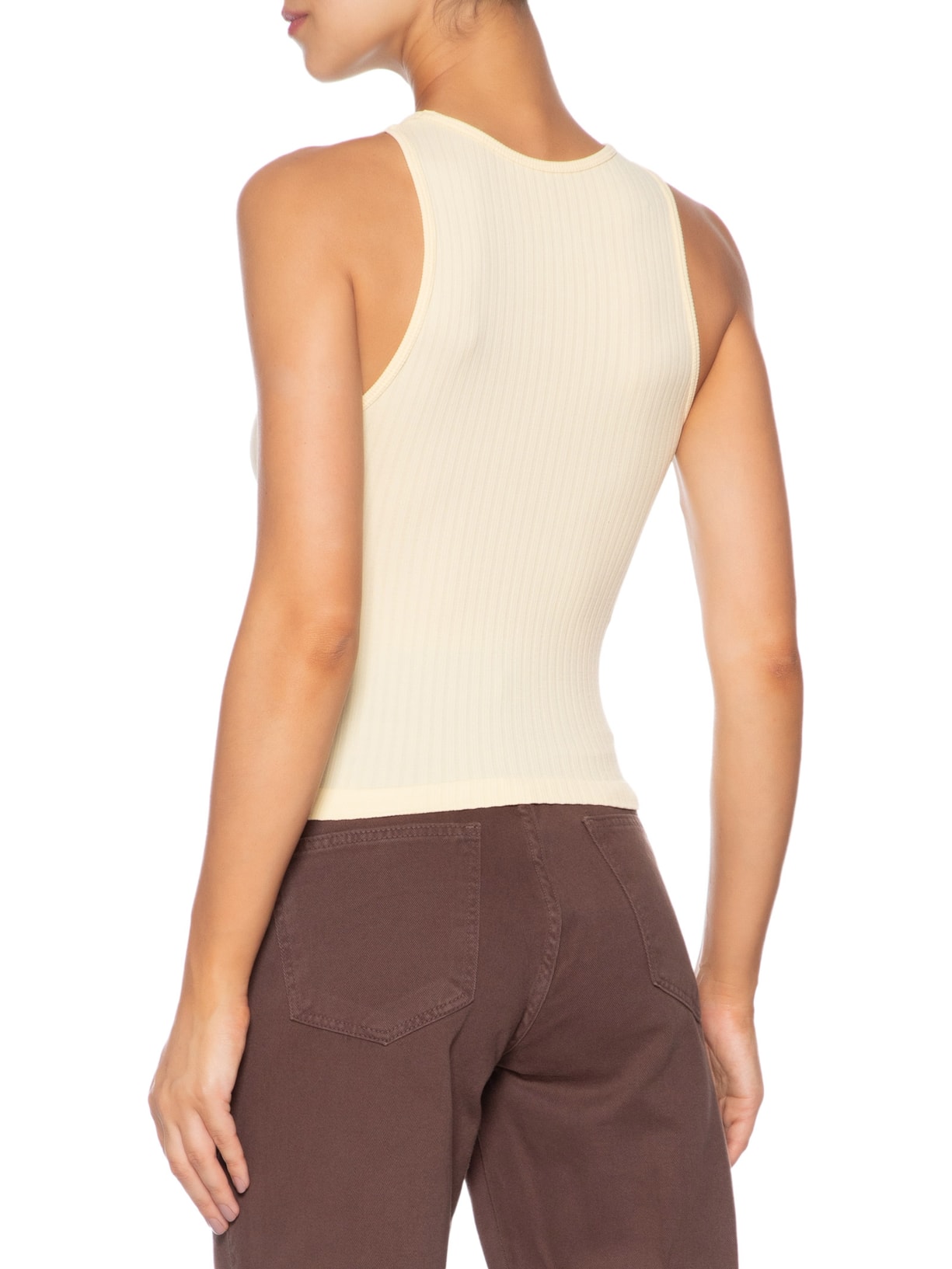 Regata Feminina Básica Canelada Amarelo Basiq