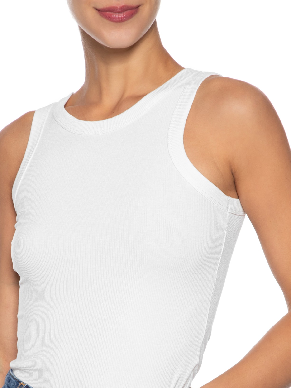 Regata Feminina Básica Canelada Branco Basiq