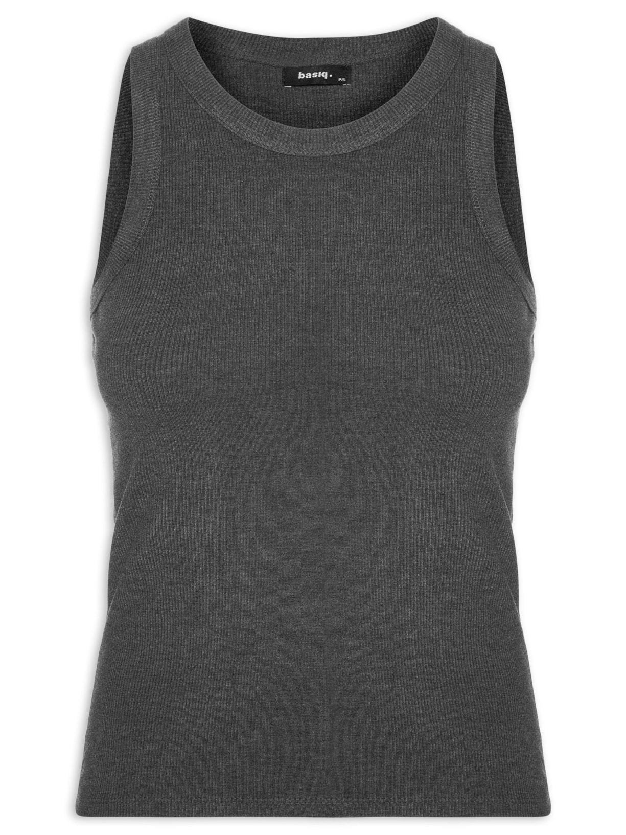 Regata Feminina Básica Canelada Cinza Basiq