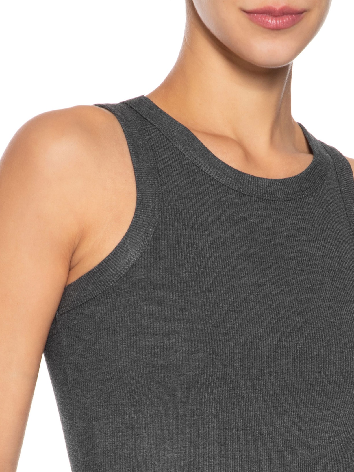 Regata Feminina Básica Canelada Cinza Basiq