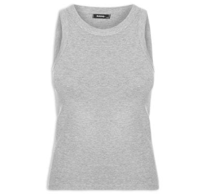 Regata Feminina Básica Canelada - Cinza