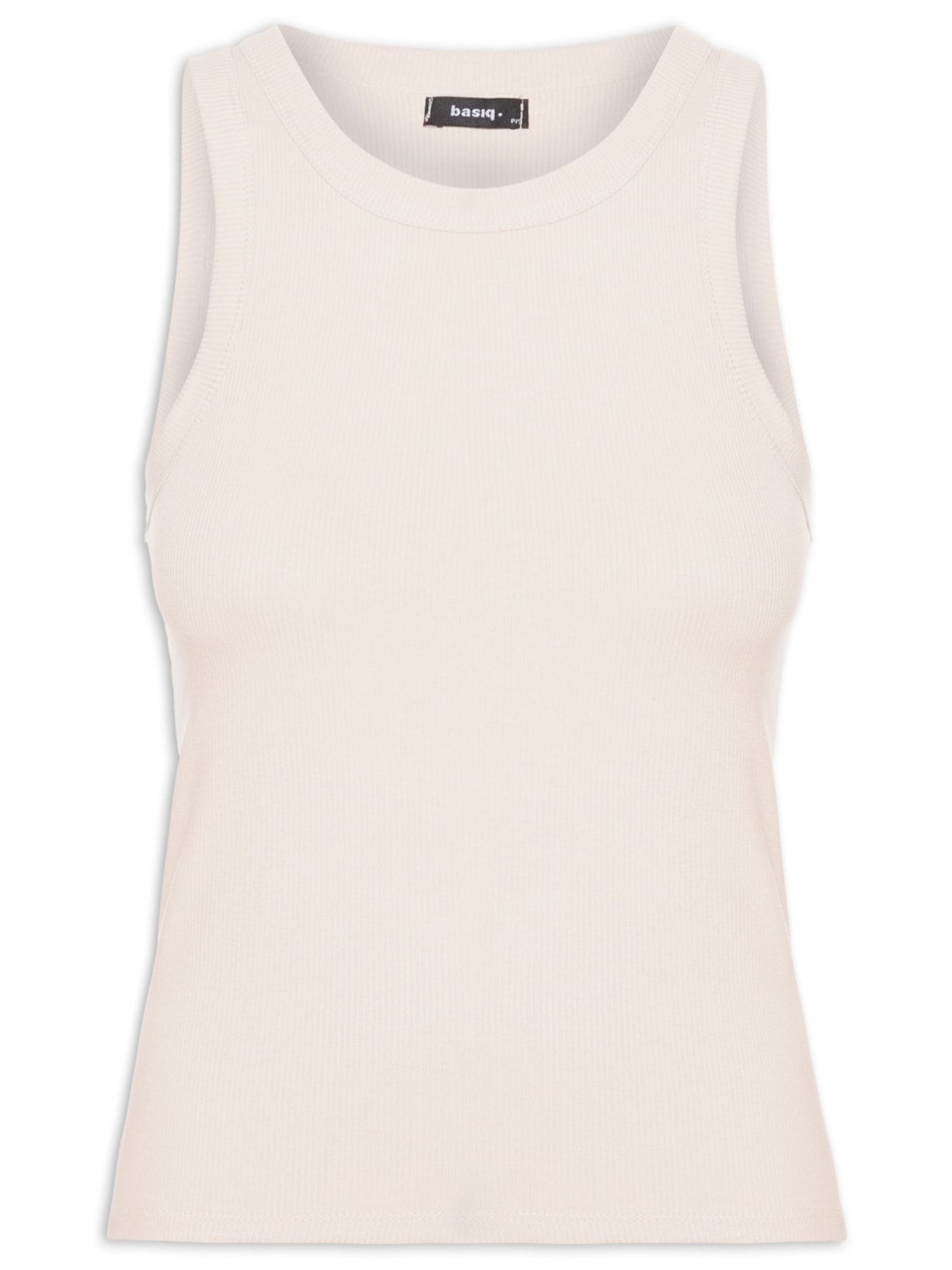 Regata Feminina Básica Canelada Off White Basiq