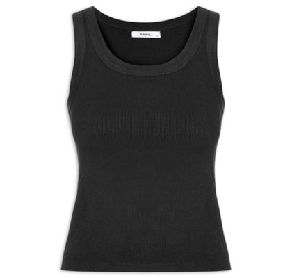 Regata Feminina Básica Canelada - Preto
