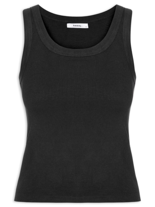 Regata Feminina Básica Canelada - Preto