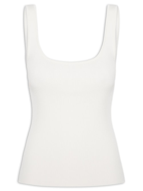 Regata Feminina Básica de Tricot Decote Quadrado – Off White