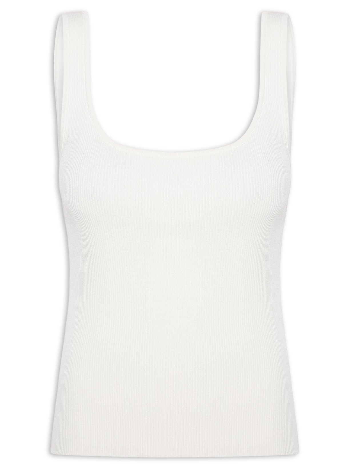 Regata Feminina Básica de Tricot Decote Quadrado – Off White