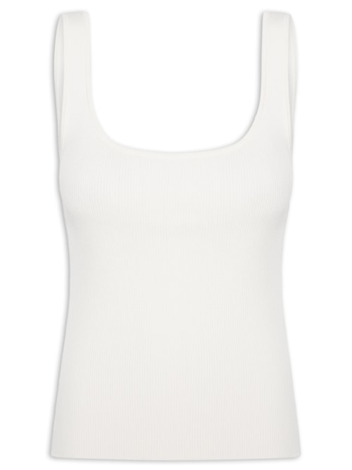 Regata Feminina Básica de Tricot Decote Quadrado – Off White