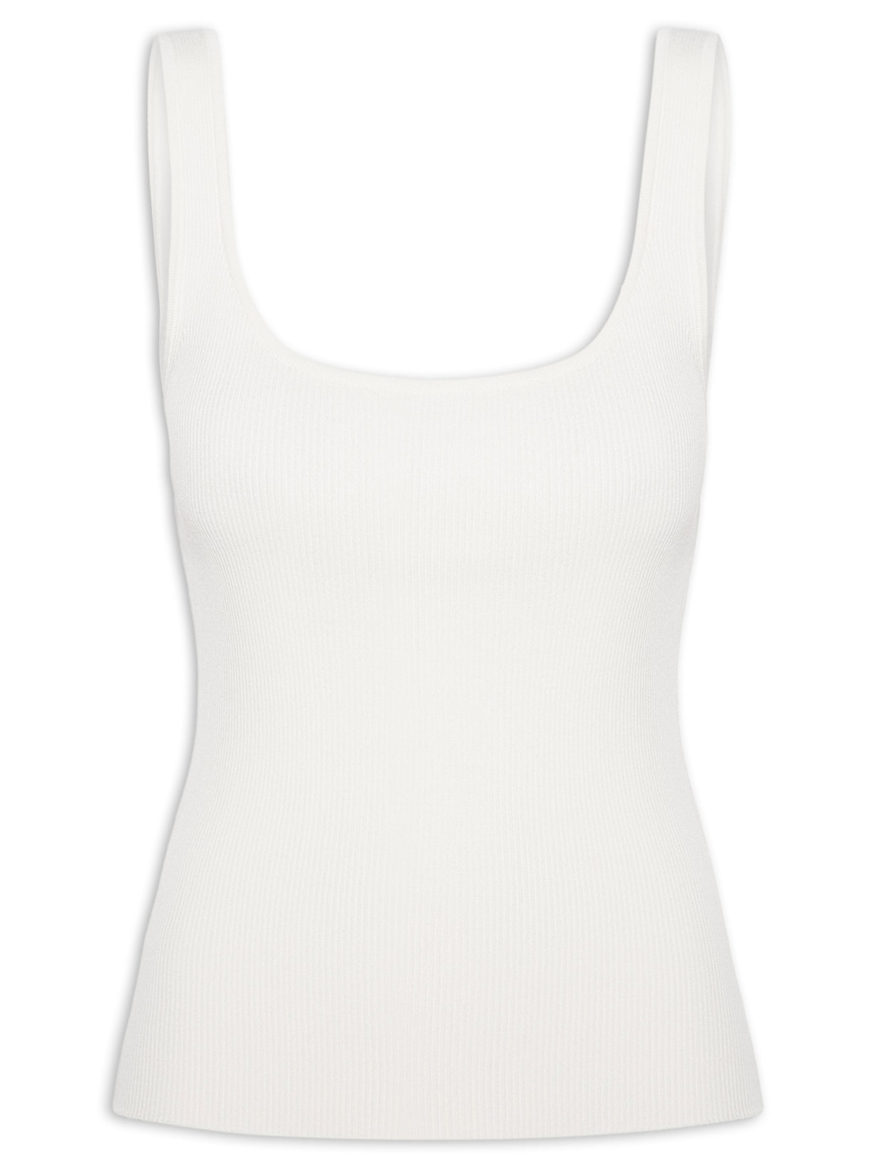 Regata Feminina Básica de Tricot Decote Quadrado – Off White Animale Jeans