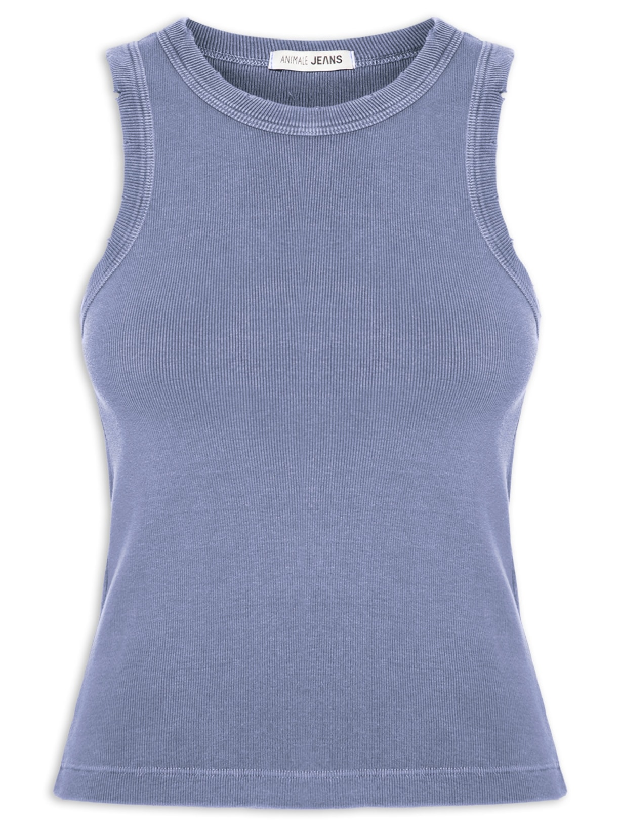 Regata Feminina Básica Estonada Azul Animale Jeans