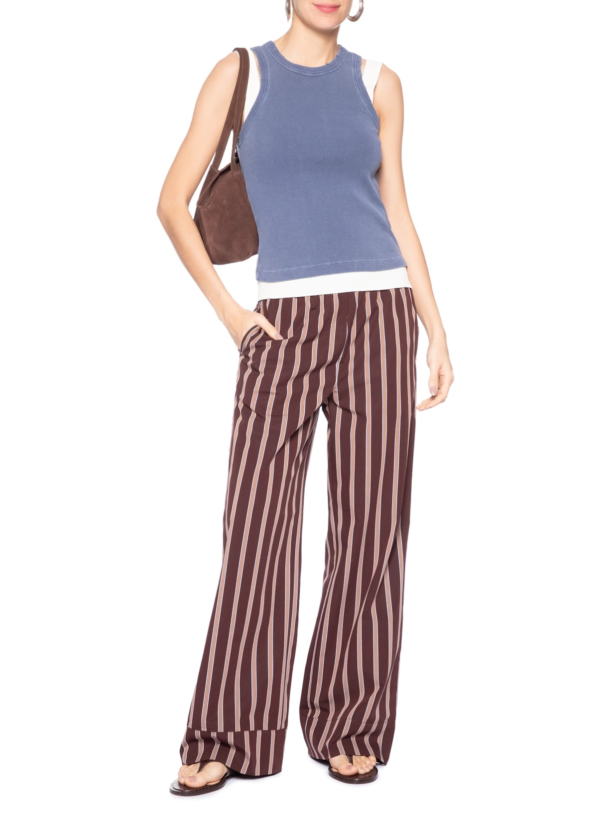 Regata Feminina Básica Estonada Azul Animale Jeans