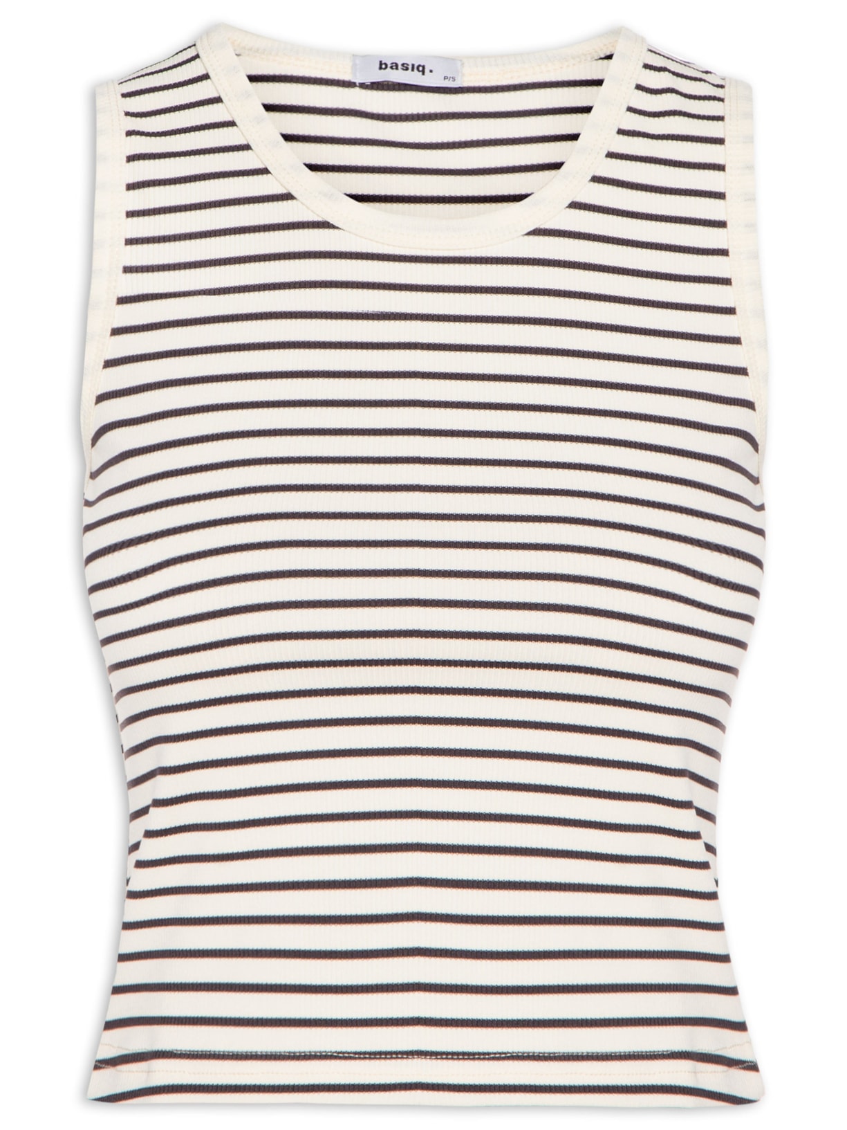 Regata Feminina Básica Listrada - Cinza