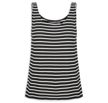 Regata Feminina Básica Listras - Preto