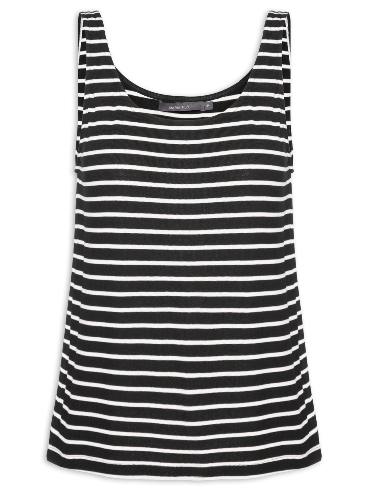 Regata Feminina Básica Listras - Preto