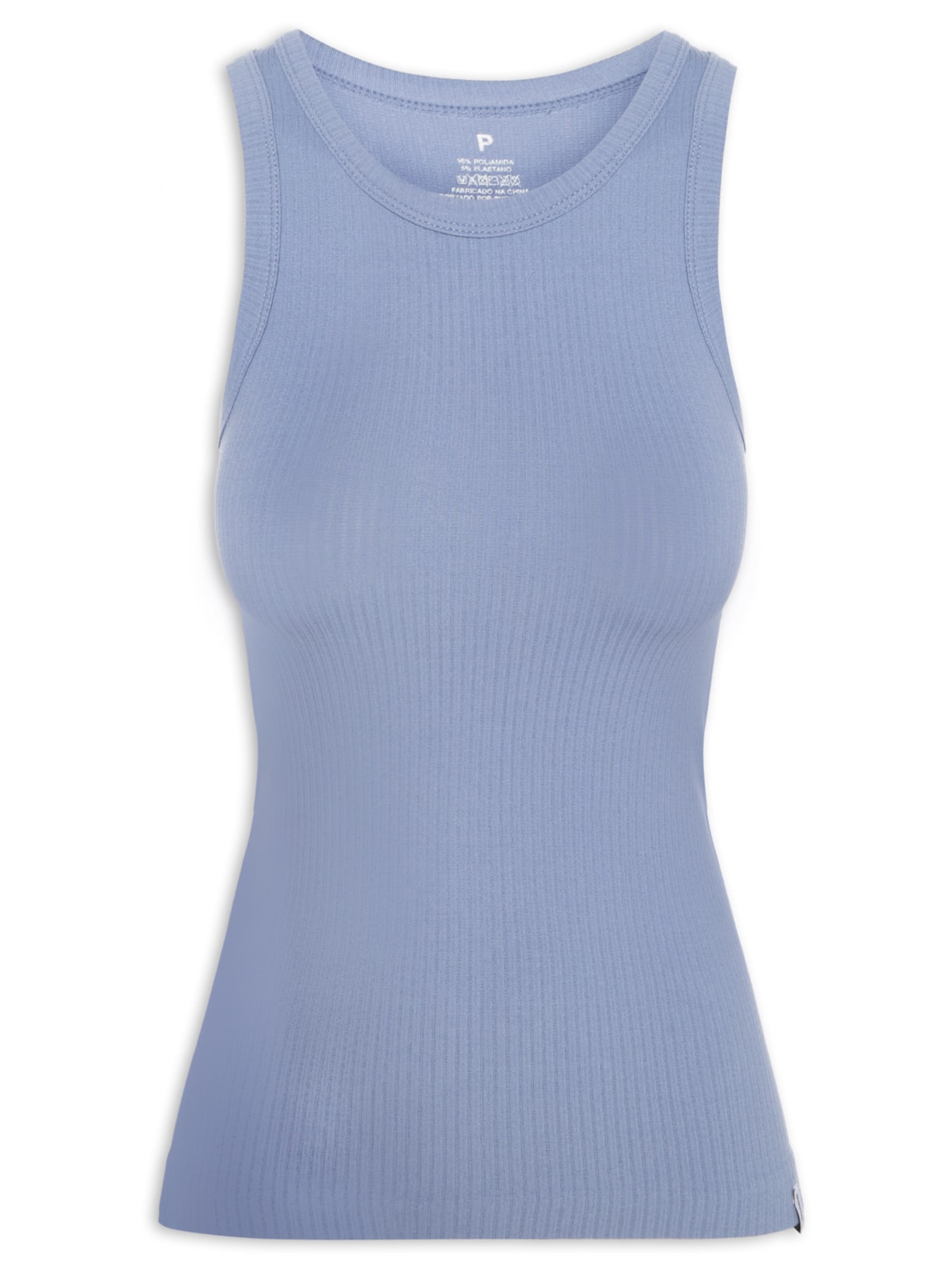 Regata Feminina Básica Poliamida Azul Basiq