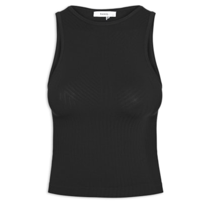 Regata Feminina Básica Poliamida Canelada - Preto