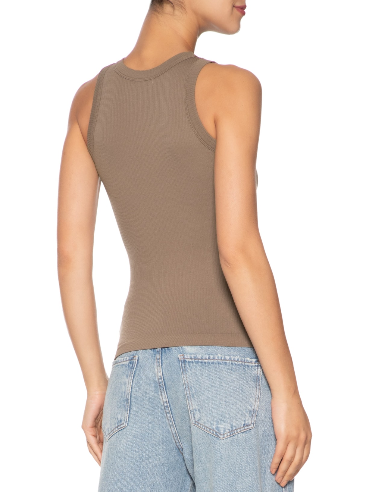 Regata Feminina Básica Poliamida Marrom Basiq