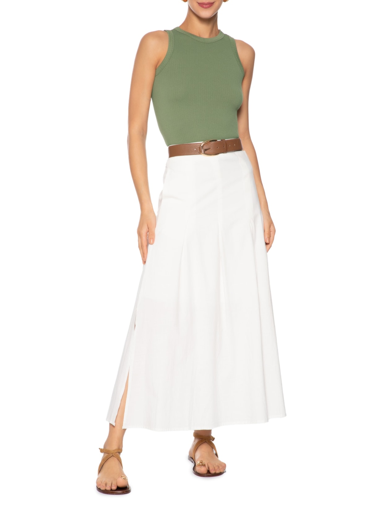 Regata Feminina Básica Poliamida Verde Basiq