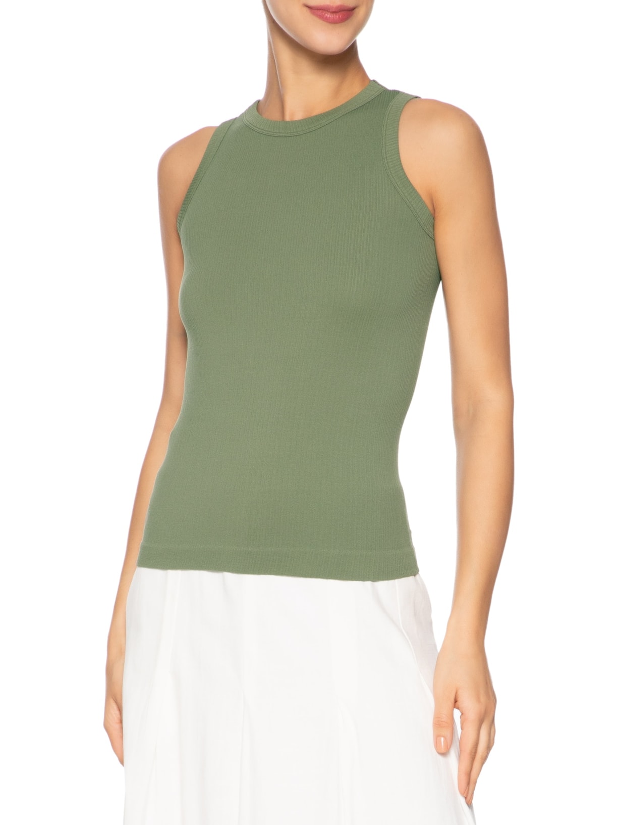 Regata Feminina Básica Poliamida Verde Basiq