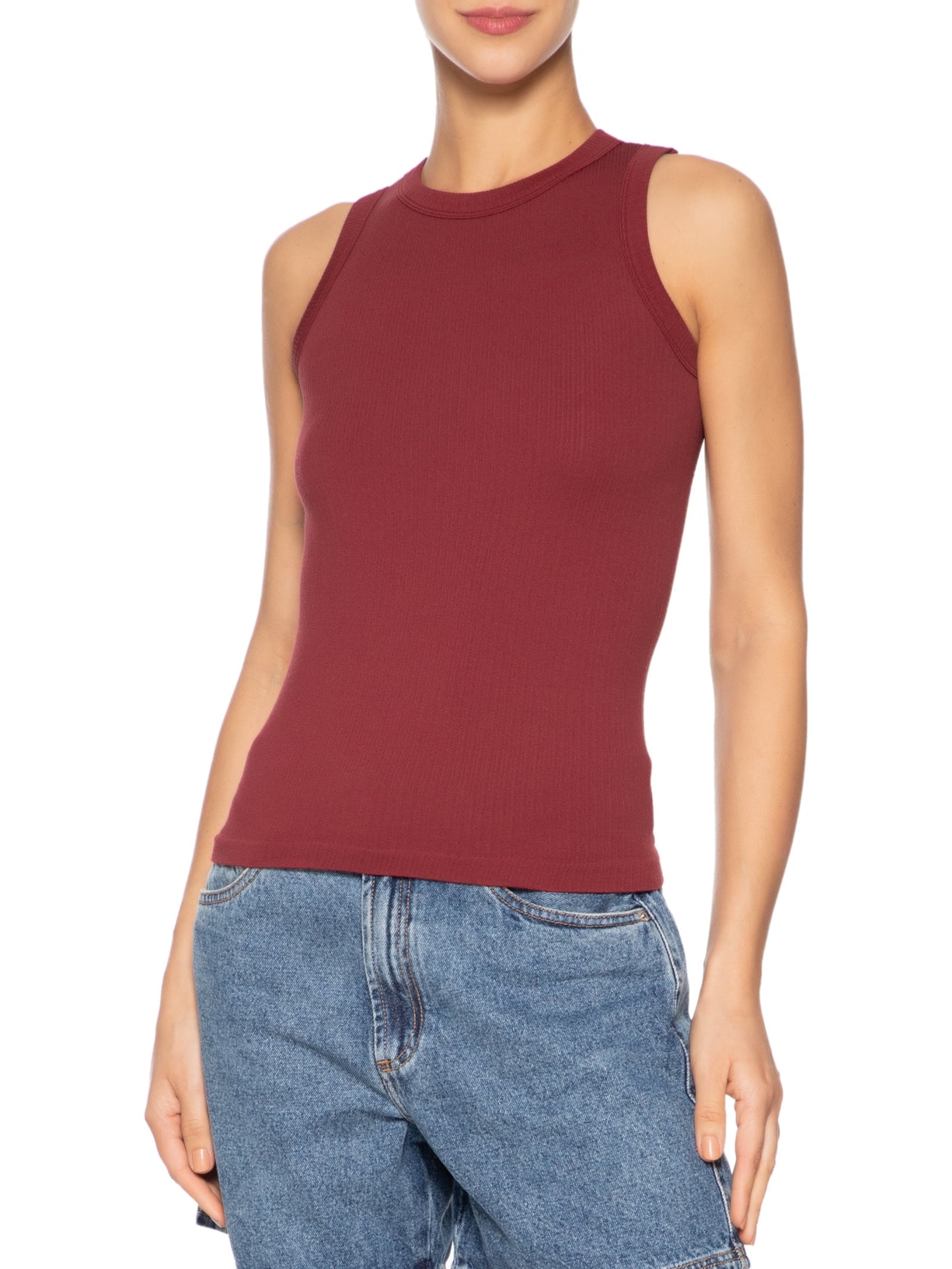 Regata Feminina Básica Poliamida Vinho Basiq