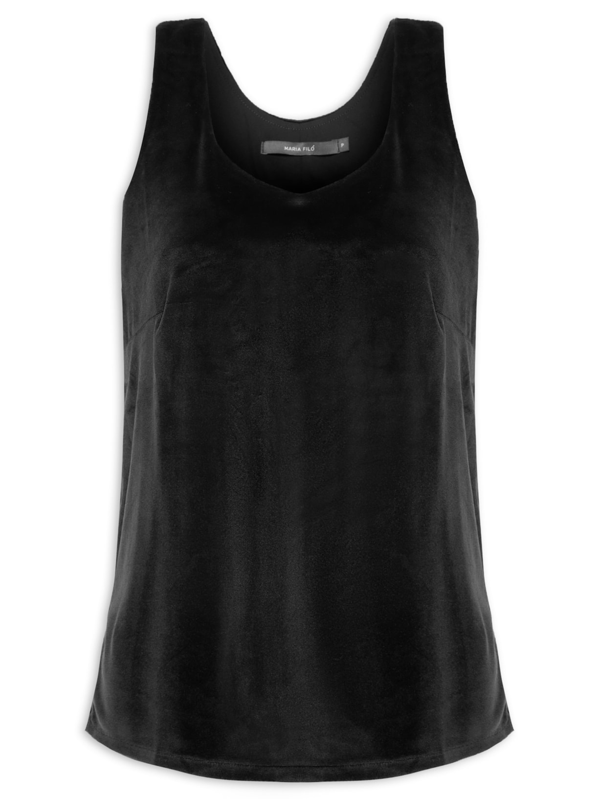 Regata Feminina Básica Veludo - Preto