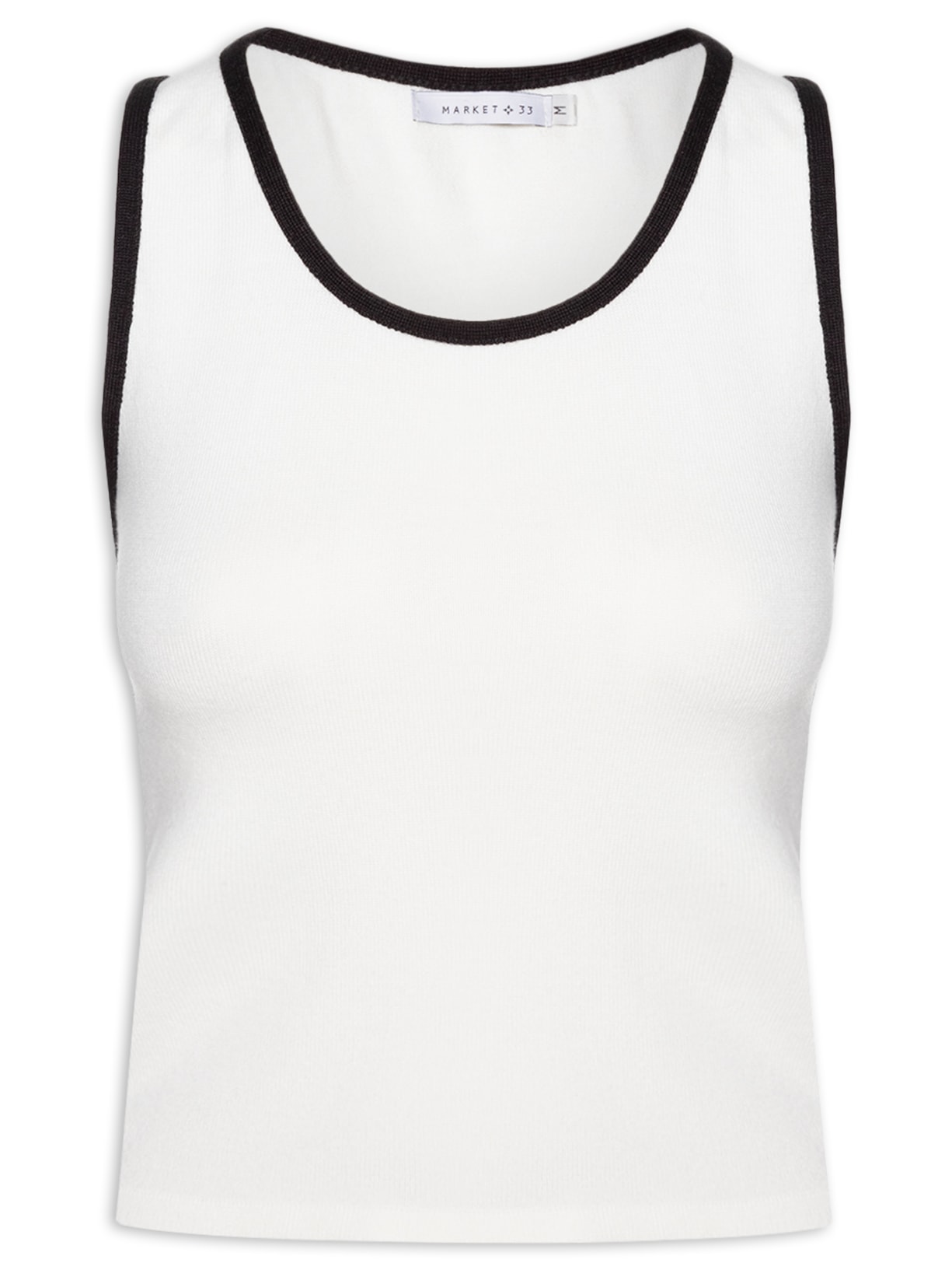 Regata Feminina Bicolor Em Tricot - Off White