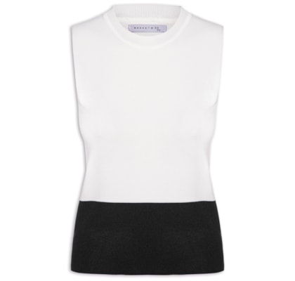 Regata Feminina Bicolor Em Tricot - Off White