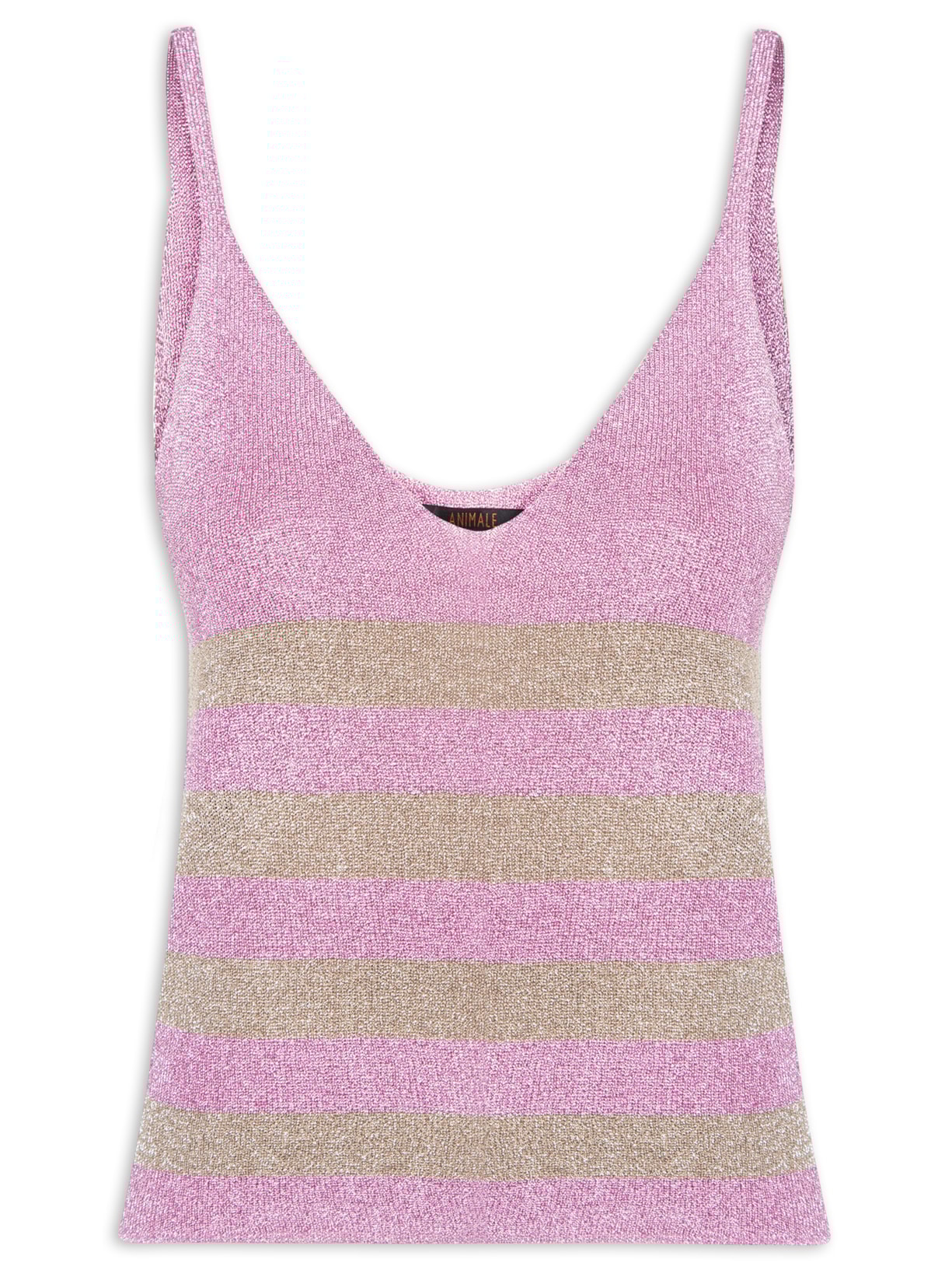 Regata Feminina Bicolor Listrada Tricot Lurex - Lilás