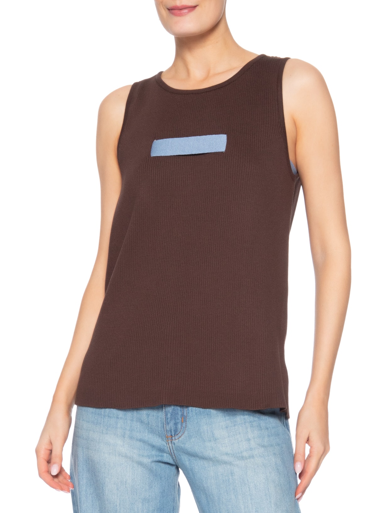 Regata Feminina Bobina Tricot Marrom Misci