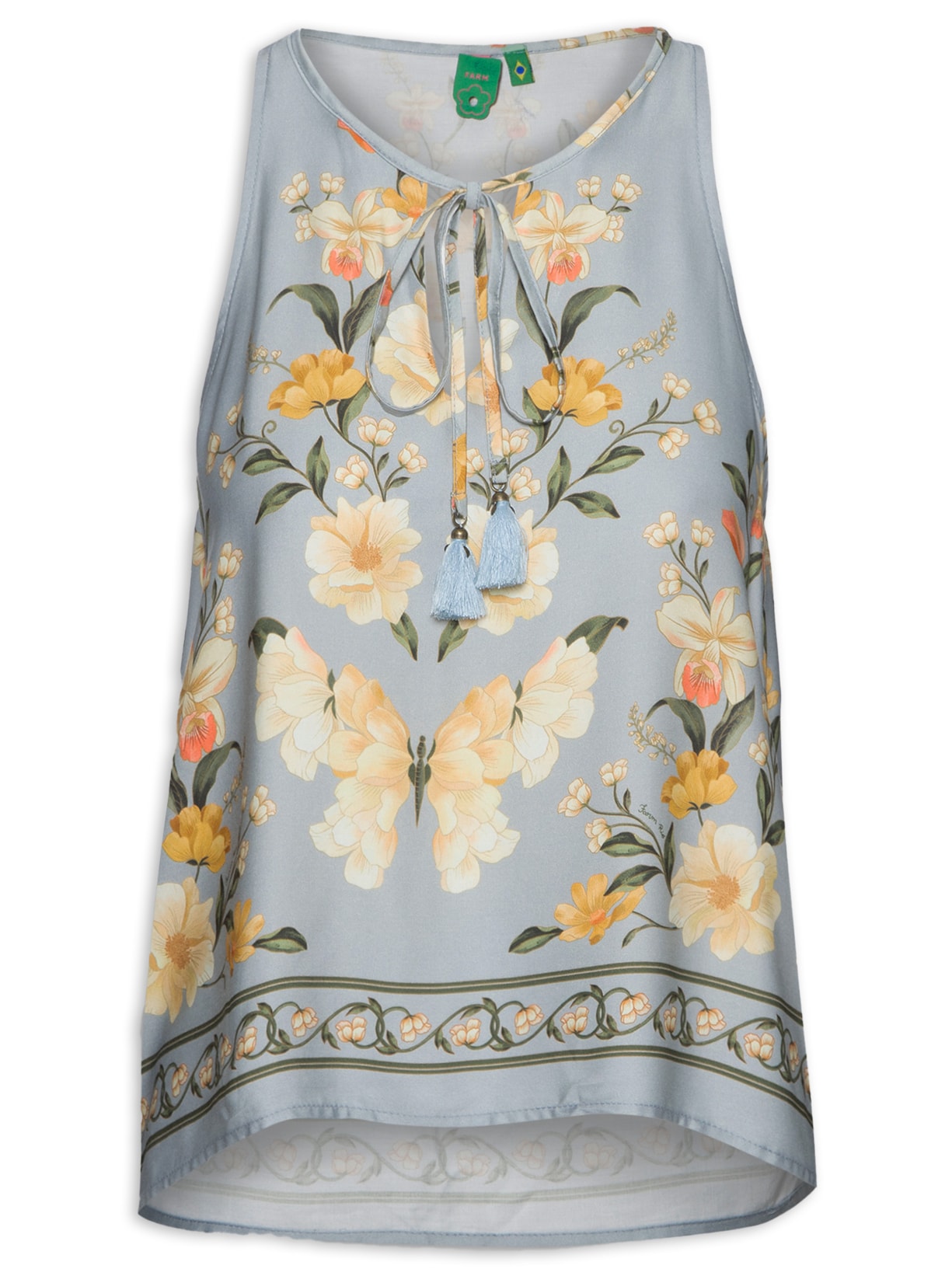 Regata Feminina Borboleta Em Flor - Azul