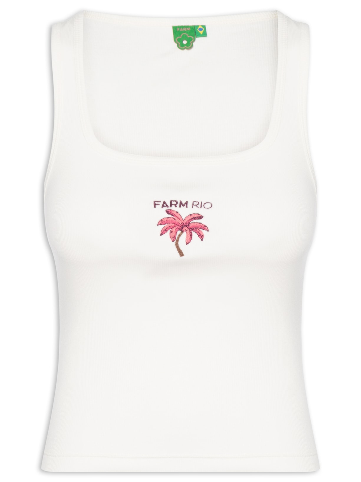 Regata Feminina Bordada Coqueiro – Branco Farm