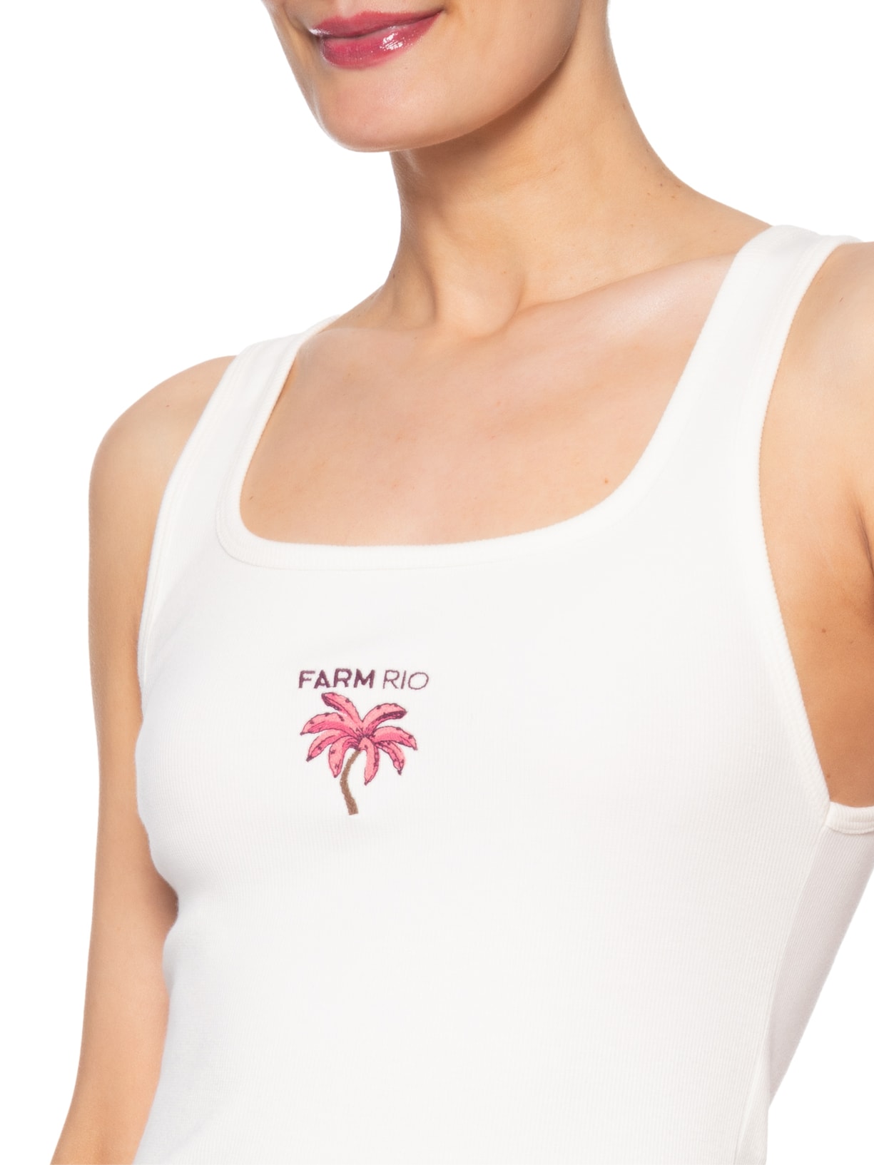 Regata Feminina Bordada Coqueiro – Branco Farm
