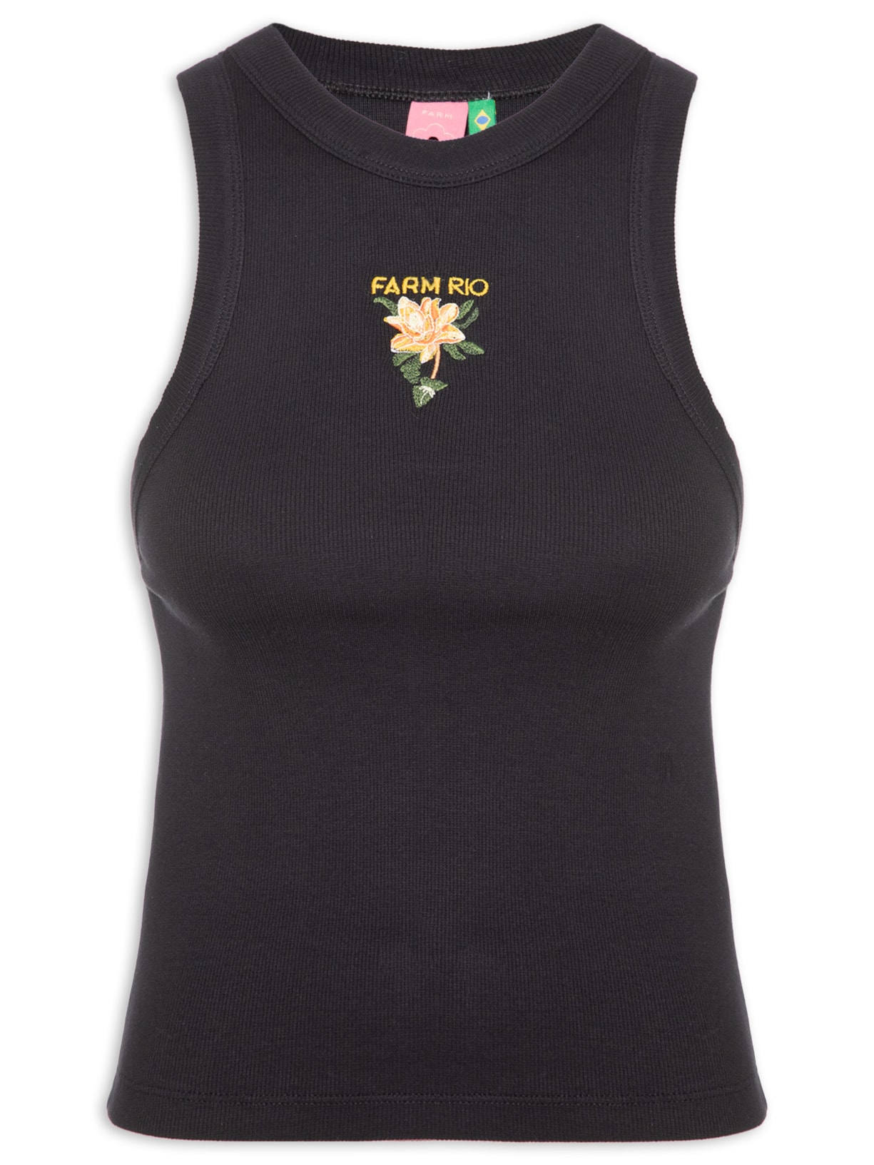 Regata Feminina Bordada Flor de Banana – Preto