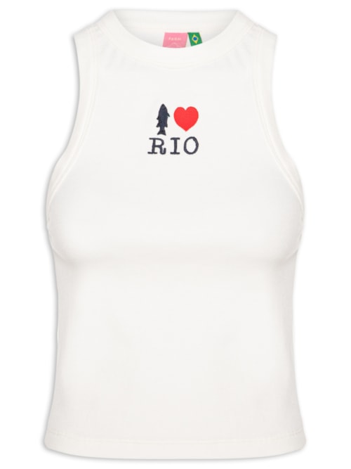Regata Feminina Bordada I Love Rio - Branco