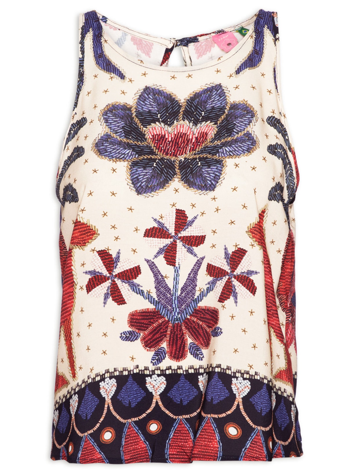 Regata Feminina Brilho Tropical Lenço - Azul