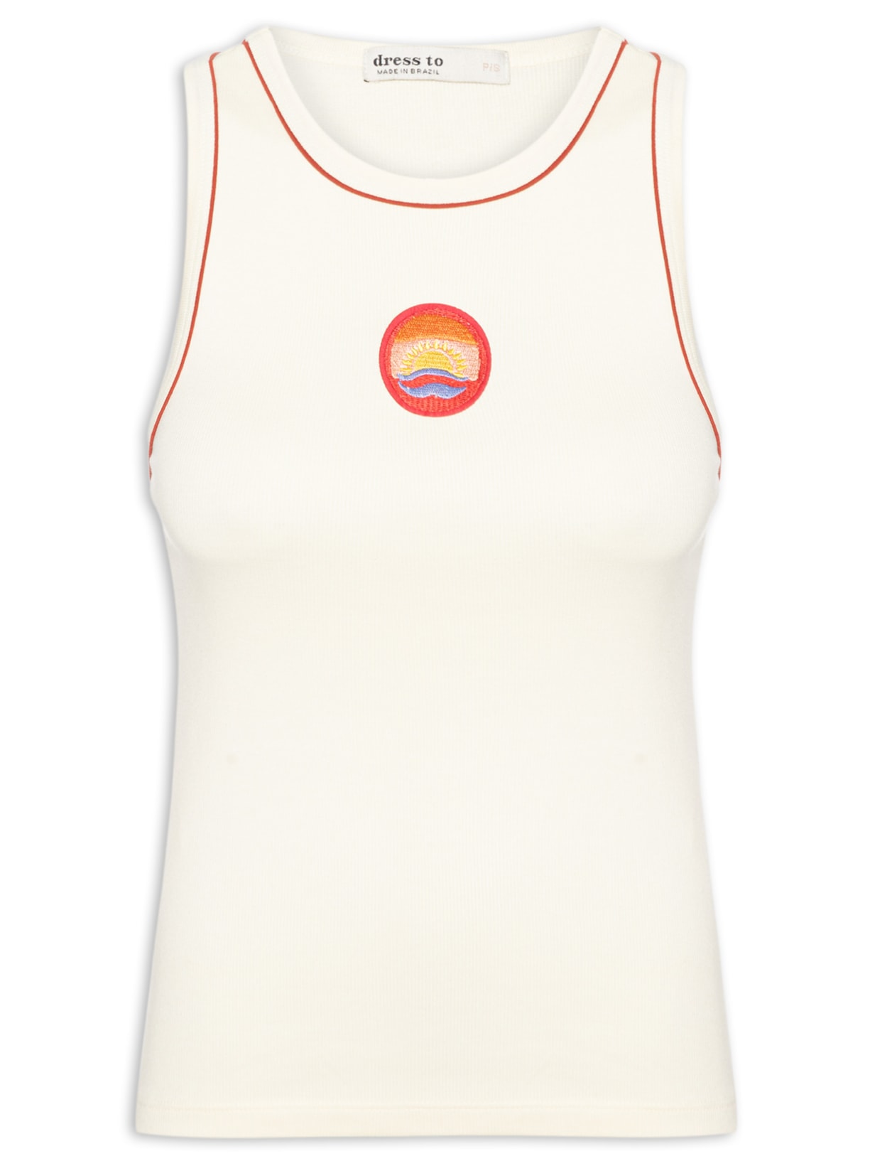 Regata Feminina Canelada Bordado Branco Dress To