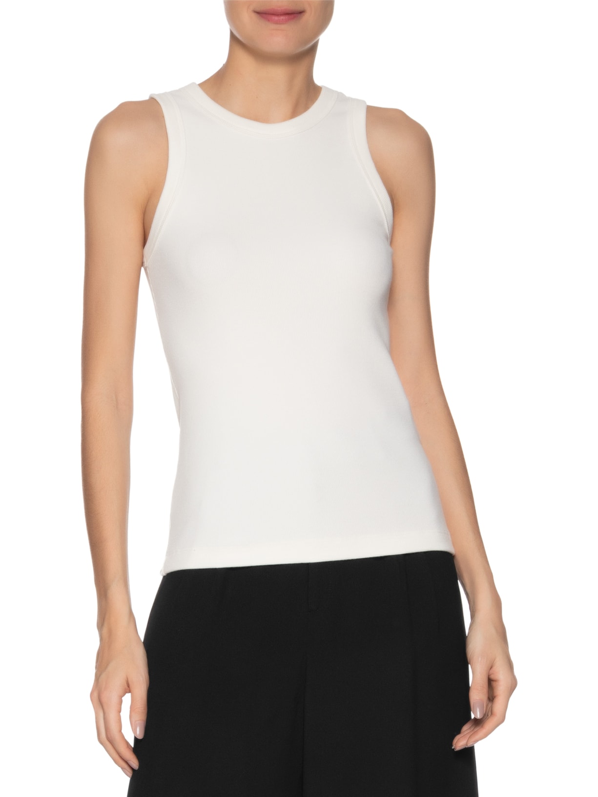 Regata Feminina Canelada Branco Camys