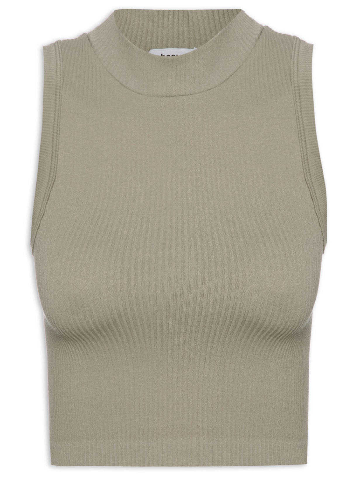 Regata Feminina Canelada Com Gola Alta - Cinza