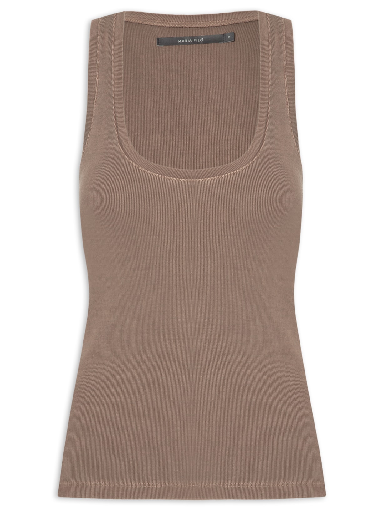 Regata Feminina Canelada Decote Profundo - Marrom