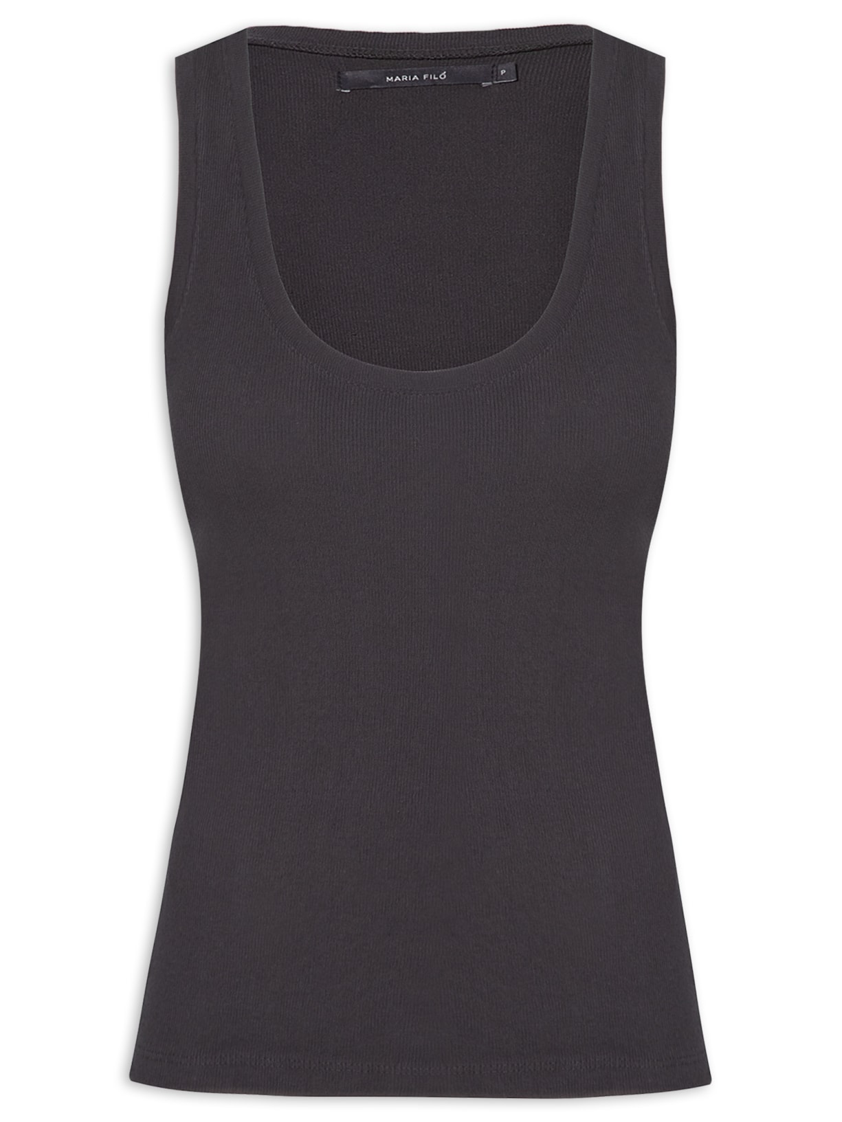 Regata Feminina Canelada Decote Profundo - Preto