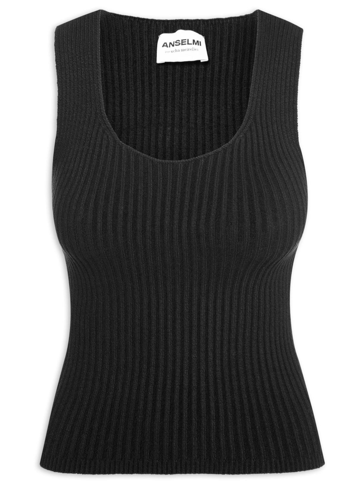 Regata Feminina Canelada Decote U - Preto