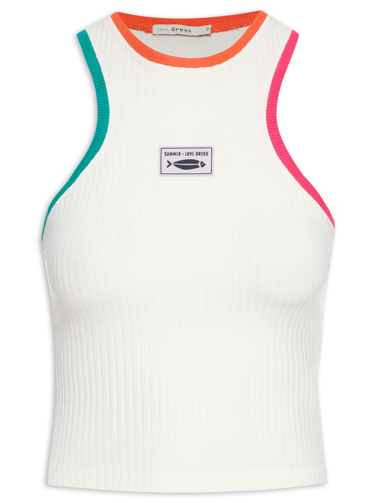 Regata Feminina Canelada Detalhe Retilínea - Off White