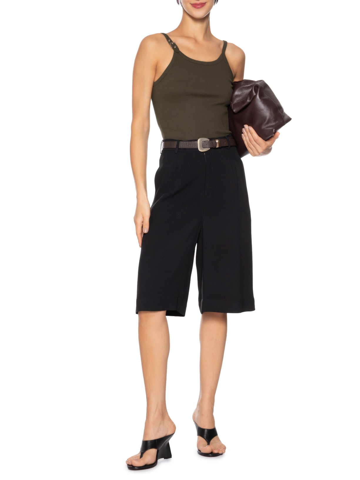 Regata Feminina Canelada Fivela Sam Marrom Nk