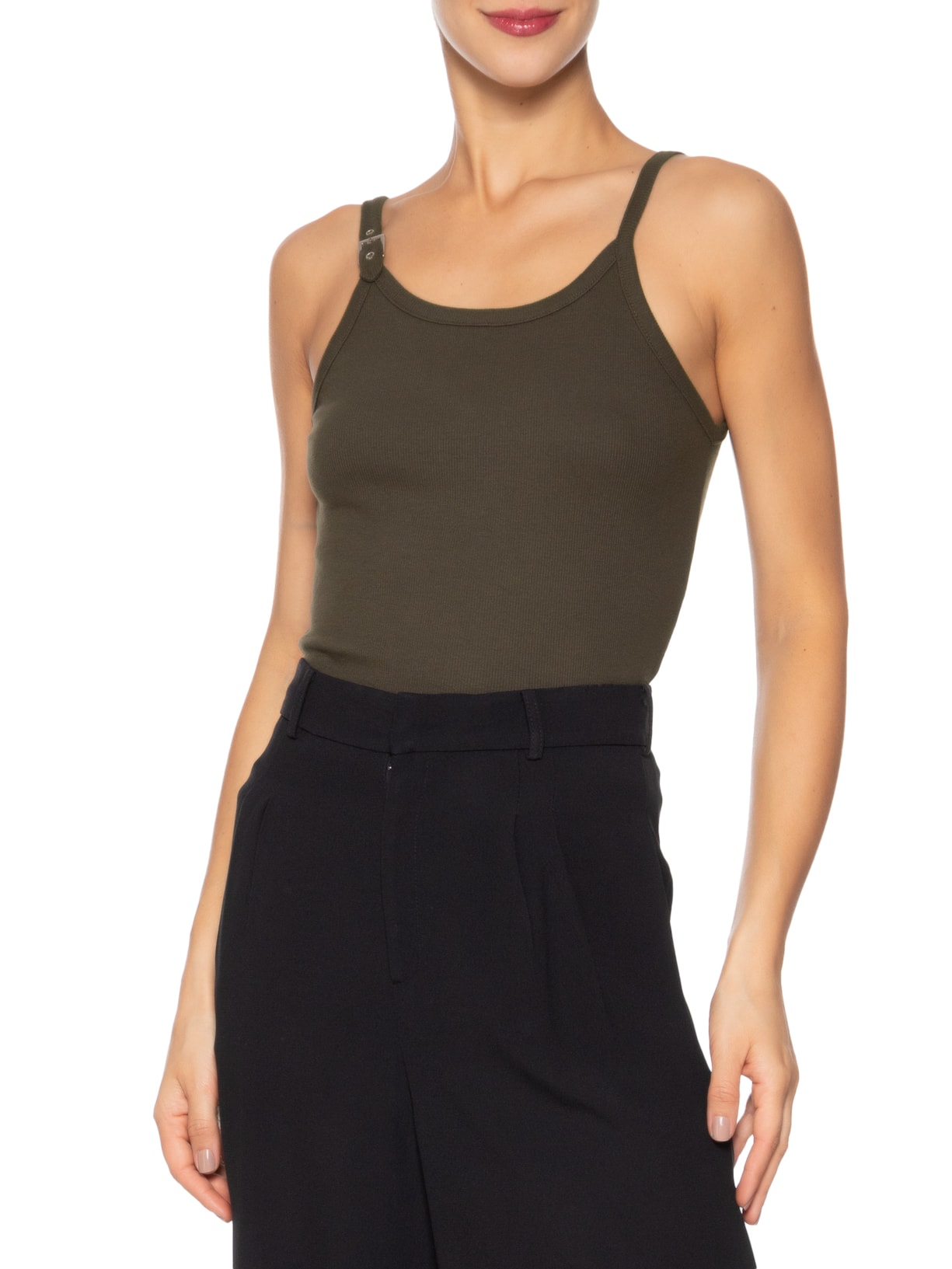 Regata Feminina Canelada Fivela Sam Marrom Nk