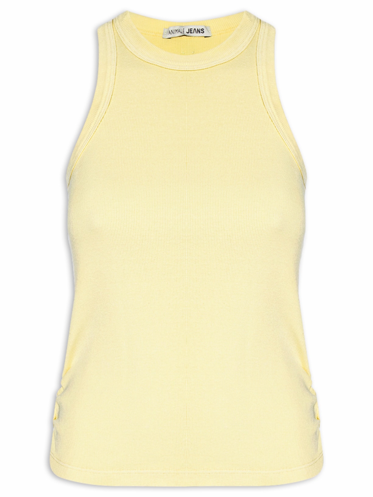 Regata Feminina Canelada Franzido Lateral Amarelo Animale Jeans