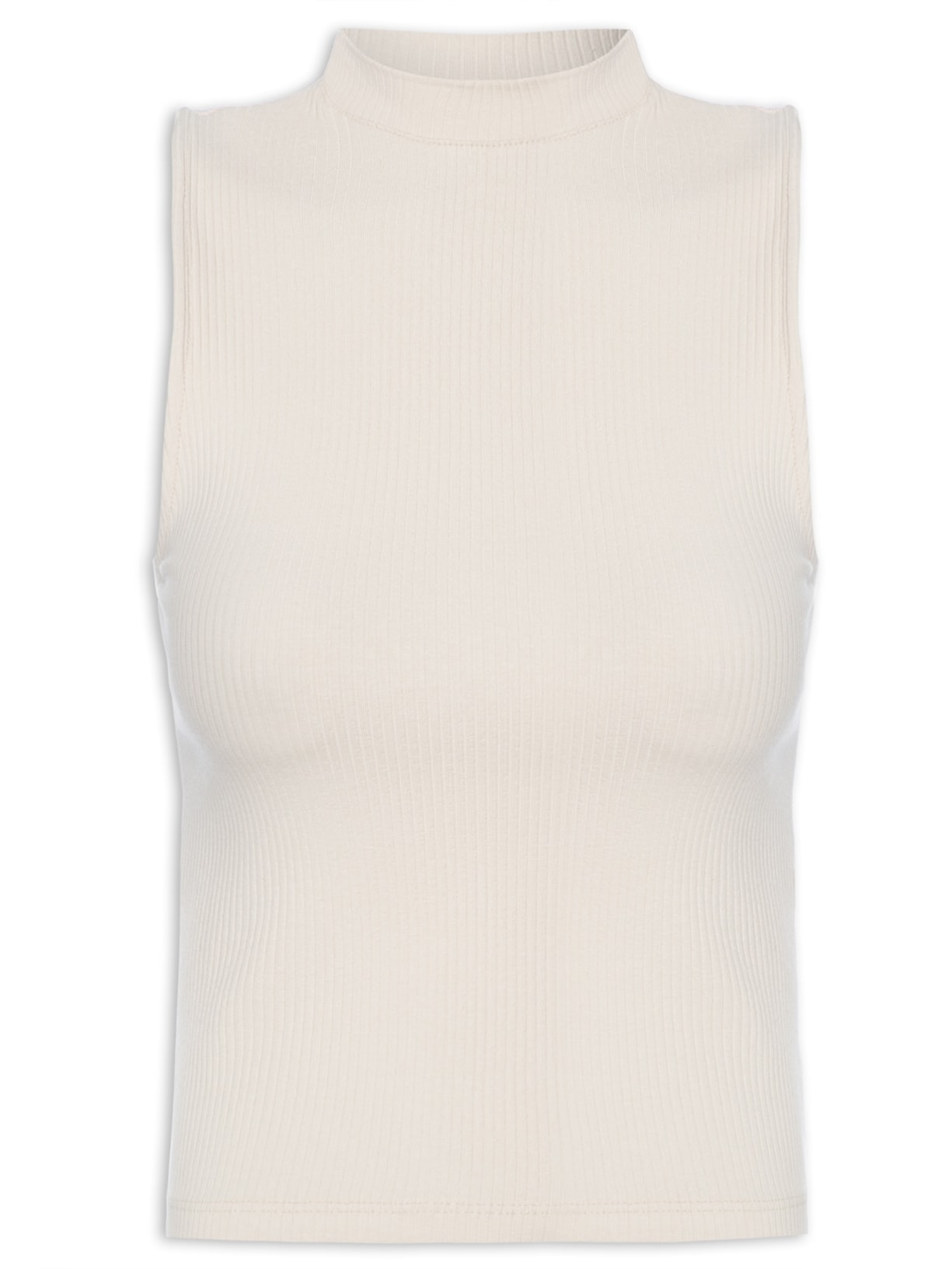 Regata Feminina Canelada Gola Alta - Bege